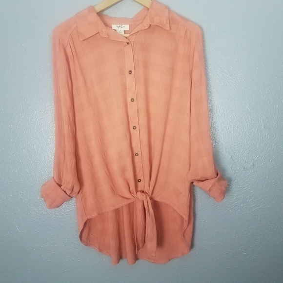 Style & Co Button-up Tie Front Long Sleeve Shirt - Picture 2 of 7